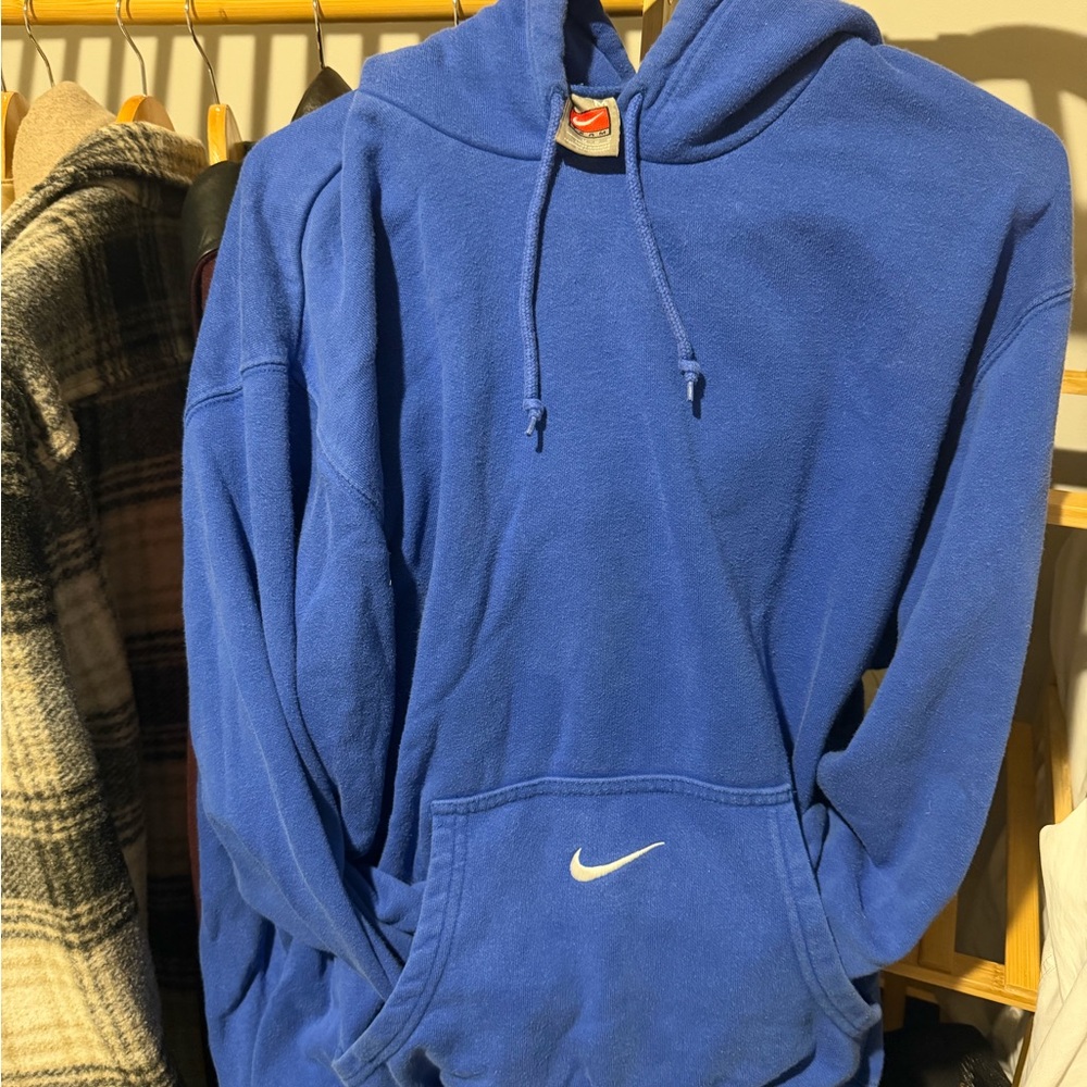 Nike Royal Blue Pullover Hoodie with White Swoosh